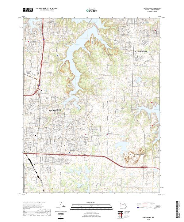 USGS US Topo 7.5-minute map for Lake Jacomo MO 2021