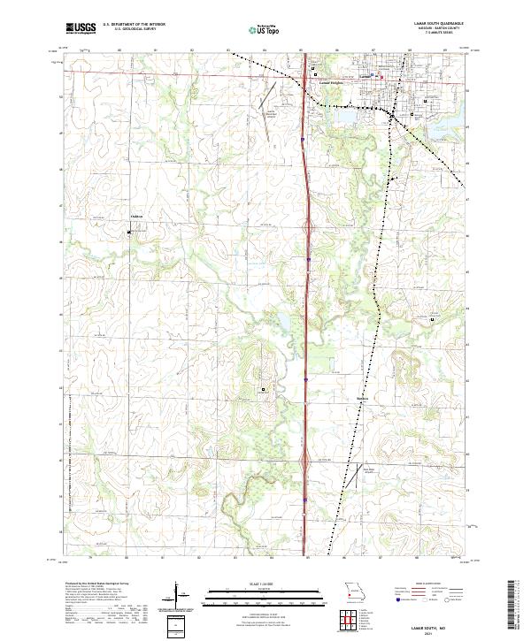 USGS US Topo 7.5-minute map for Lamar South MO 2021