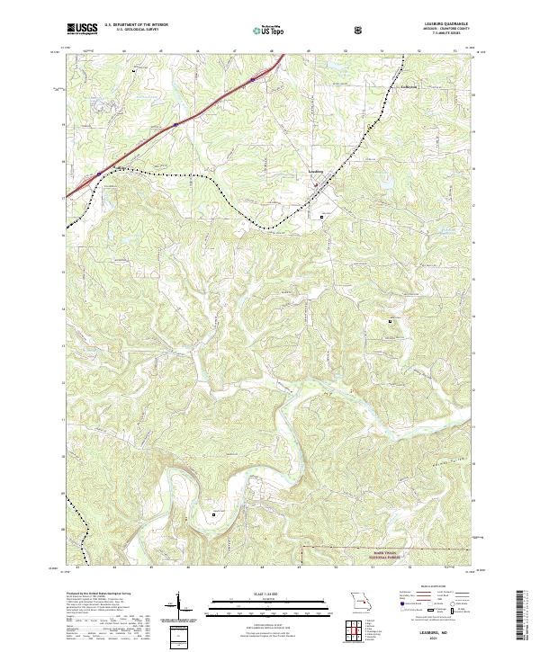 USGS US Topo 7.5-minute map for Leasburg MO 2021