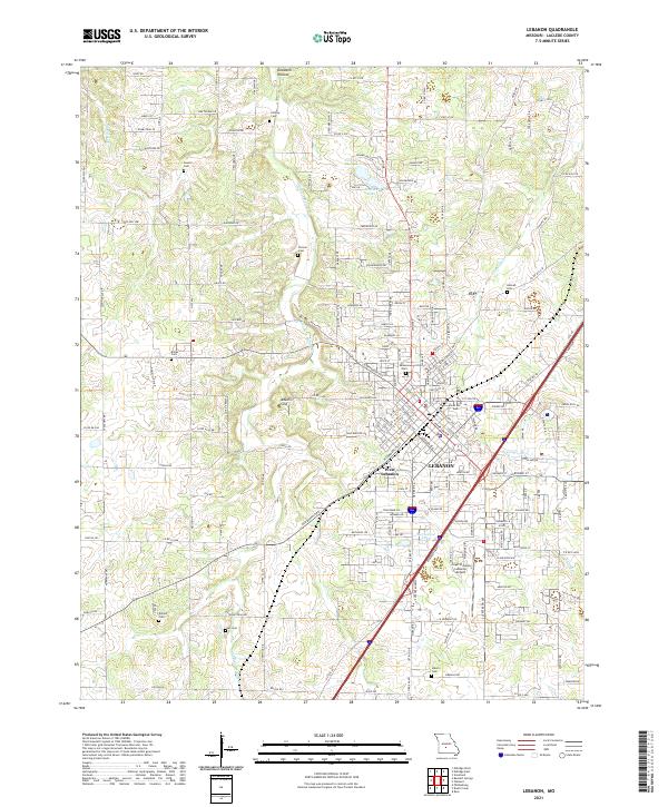 USGS US Topo 7.5-minute map for Lebanon MO 2021