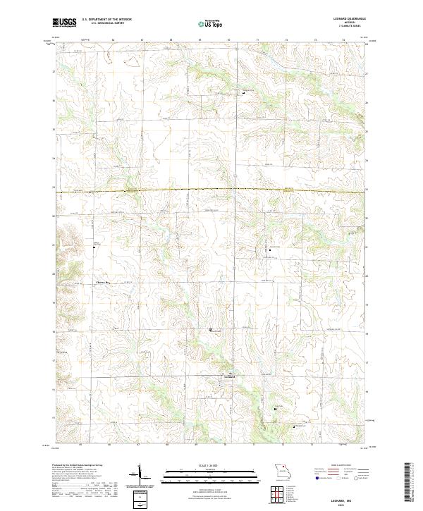 USGS US Topo 7.5-minute map for Leonard MO 2021