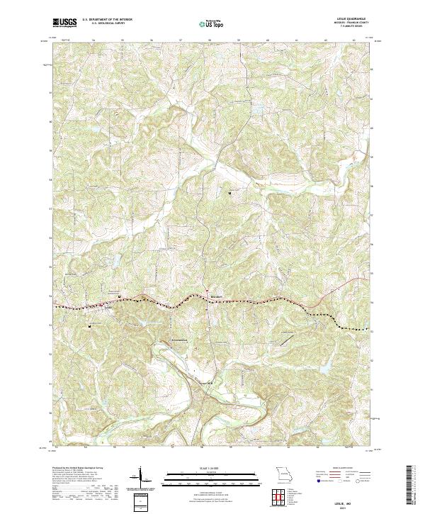 USGS US Topo 7.5-minute map for Leslie MO 2021