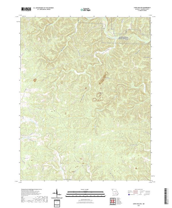 USGS US Topo 7.5-minute map for Lewis Hollow MO 2021