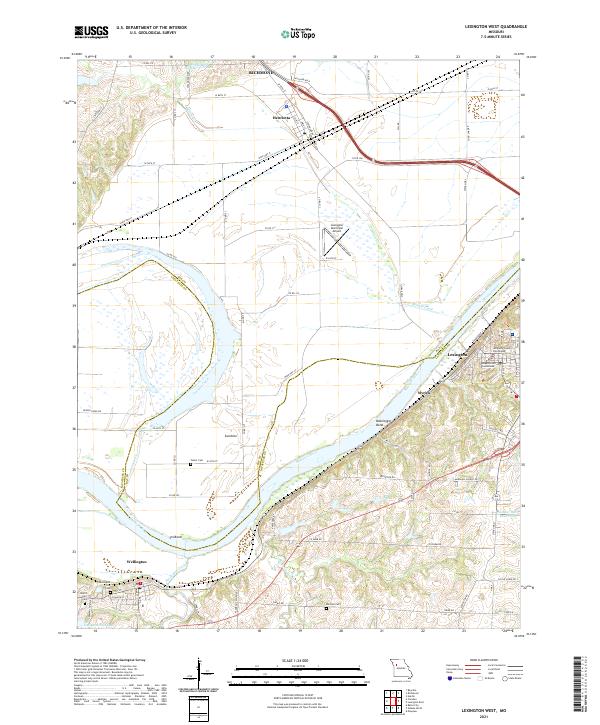 USGS US Topo 7.5-minute map for Lexington West MO 2021