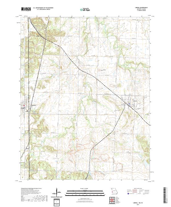 USGS US Topo 7.5-minute map for Liberal MOKS 2021