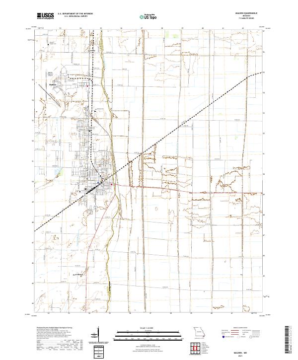 USGS US Topo 7.5-minute map for Malden MO 2021