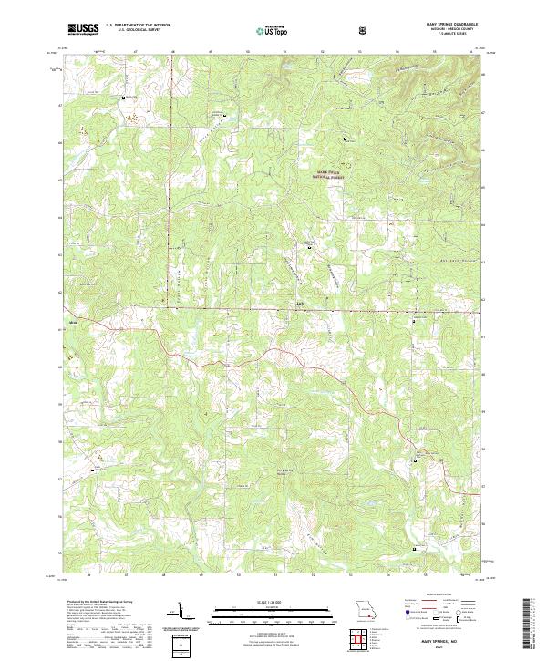 USGS US Topo 7.5-minute map for Many Springs MO 2021