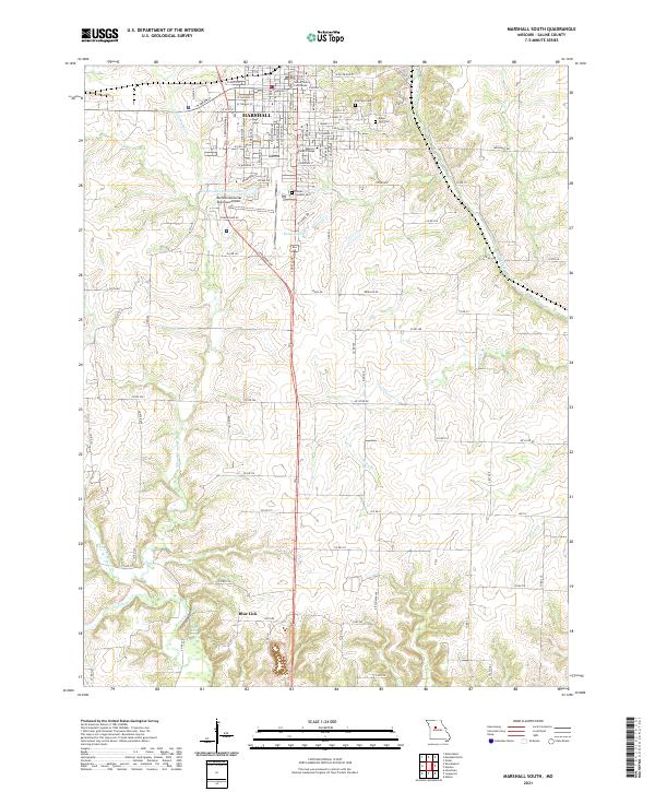 USGS US Topo 7.5-minute map for Marshall South MO 2021