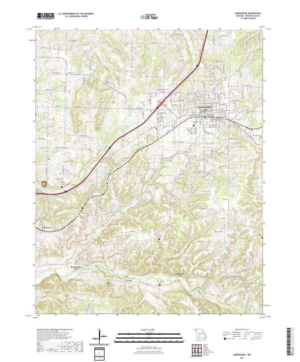 USGS US Topo 7.5-minute map for Marshfield MO 2021