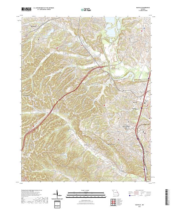 USGS US Topo 7.5-minute map for Maxville MO 2021