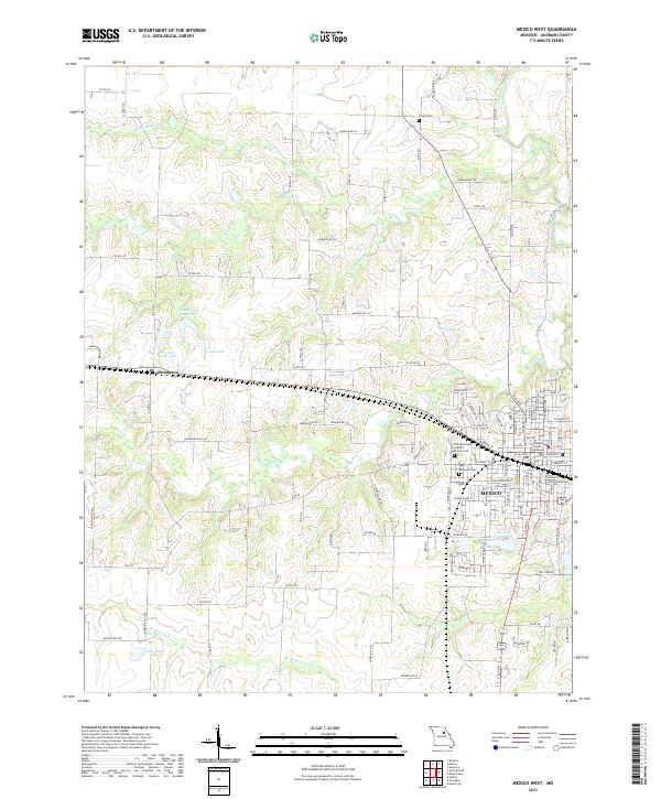 USGS US Topo 7.5-minute map for Mexico West MO 2021