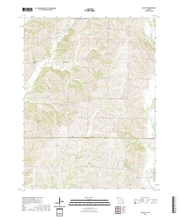 USGS US Topo 7.5-minute map for Milan SE MO 2021