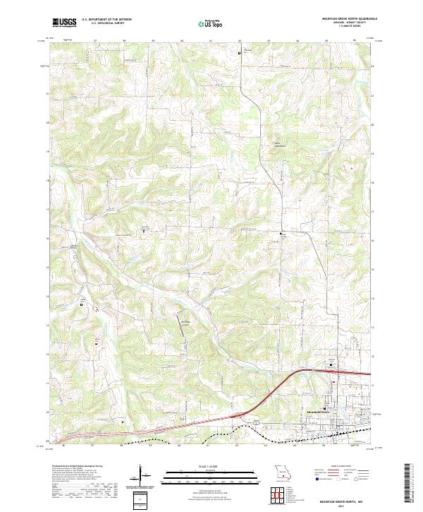 USGS US Topo 7.5-minute map for Mountain Grove North MO 2021