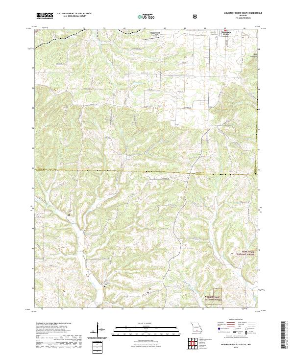 USGS US Topo 7.5-minute map for Mountain Grove South MO 2021