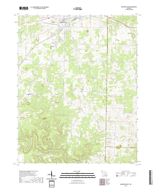 USGS US Topo 7.5-minute map for Mountain View MO 2021