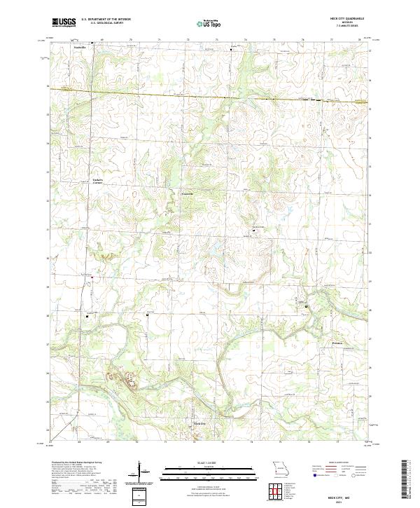 USGS US Topo 7.5-minute map for Neck City MO 2021