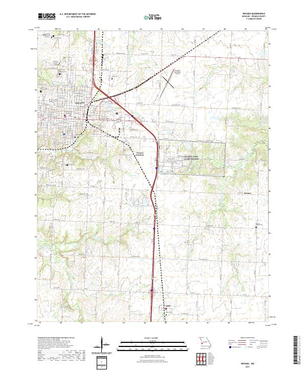 USGS US Topo 7.5-minute map for Nevada MO 2021