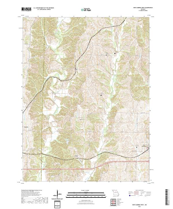 USGS US Topo 7.5-minute map for New Cambria West MO 2021