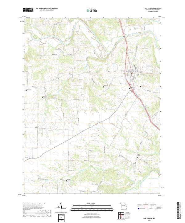 USGS US Topo 7.5-minute map for New London MO 2021