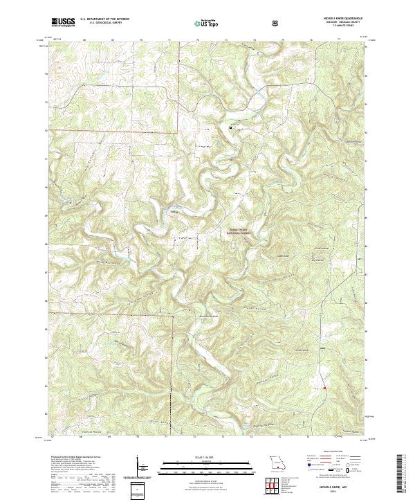 USGS US Topo 7.5-minute map for Nichols Knob MO 2021