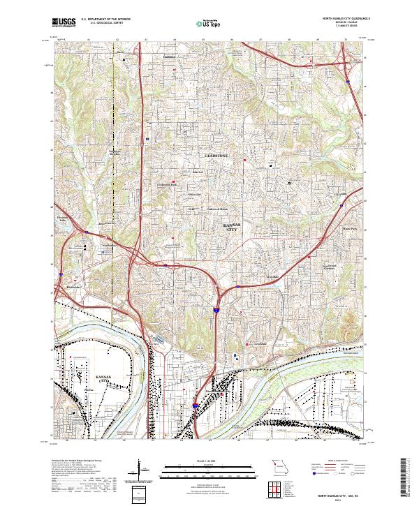 USGS US Topo 7.5-minute map for North Kansas City MOKS 2021