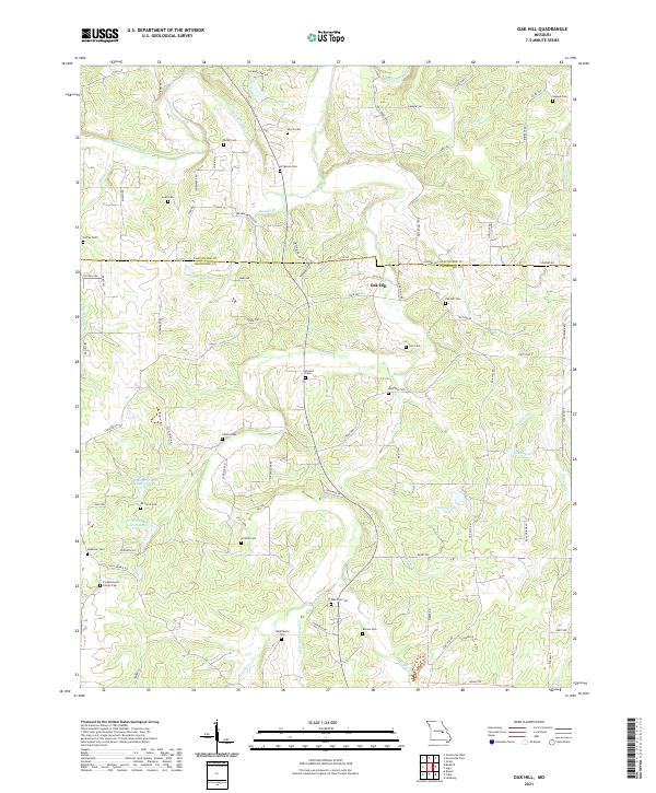 USGS US Topo 7.5-minute map for Oak Hill MO 2021