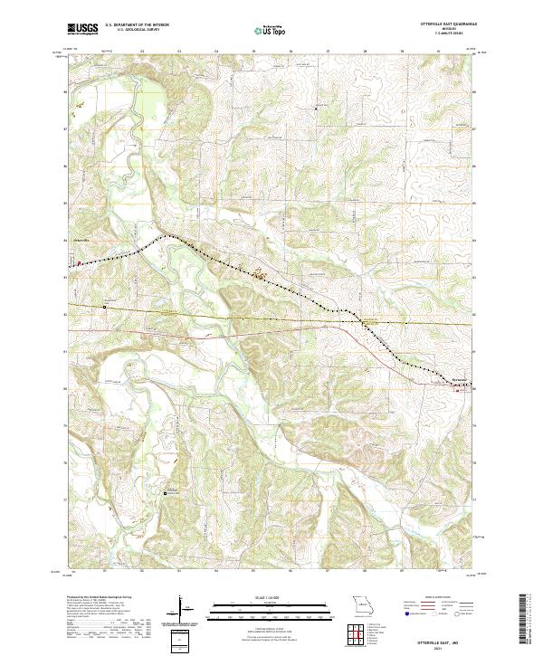 USGS US Topo 7.5-minute map for Otterville East MO 2021