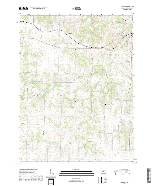 USGS US Topo 7.5-minute map for Paris West MO 2021