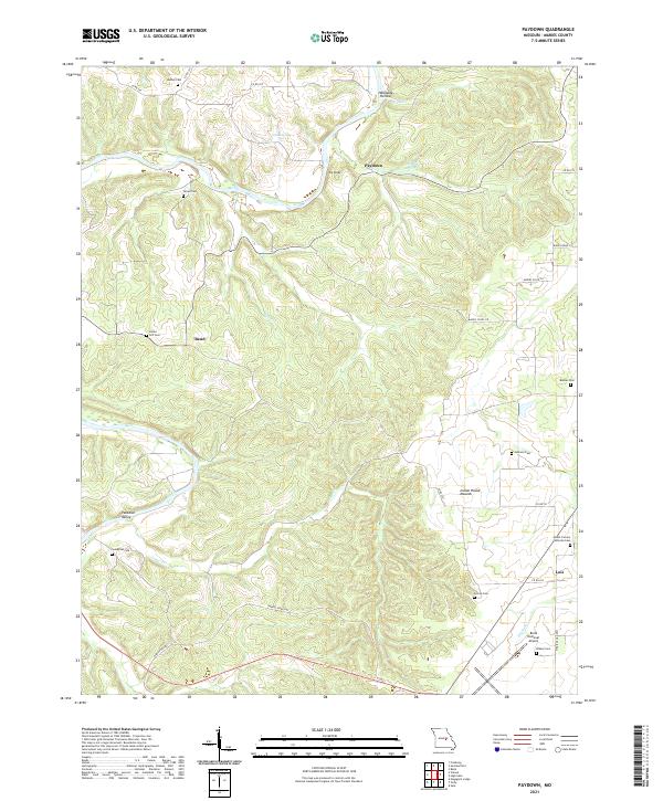 USGS US Topo 7.5-minute map for Paydown MO 2021