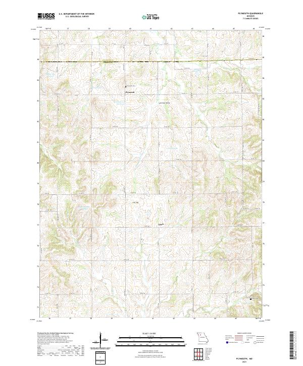 USGS US Topo 7.5-minute map for Plymouth MO 2021