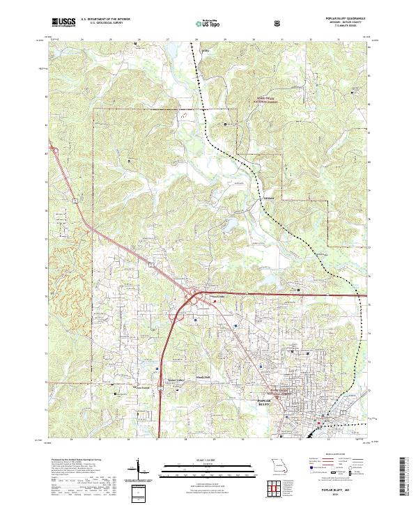 USGS US Topo 7.5-minute map for Poplar Bluff MO 2021