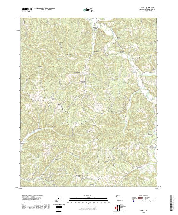 USGS US Topo 7.5-minute map for Powell MO 2021