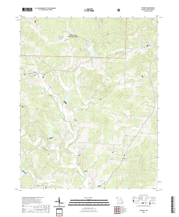 USGS US Topo 7.5-minute map for Poynor MO 2021