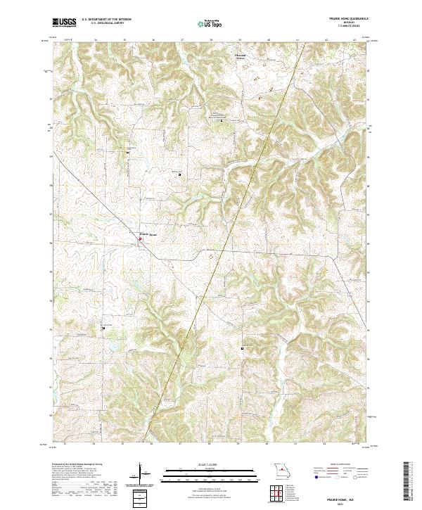 USGS US Topo 7.5-minute map for Prairie Home MO 2021