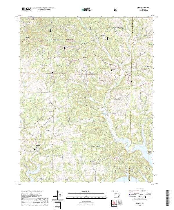 USGS US Topo 7.5-minute map for Protem MO 2021