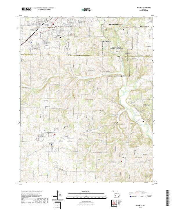 USGS US Topo 7.5-minute map for Republic MO 2021