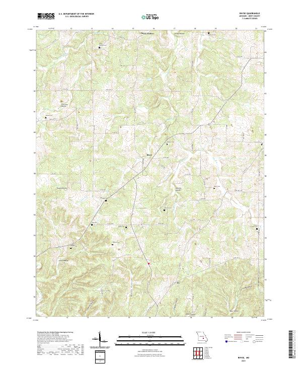 USGS US Topo 7.5-minute map for Rhyse MO 2021