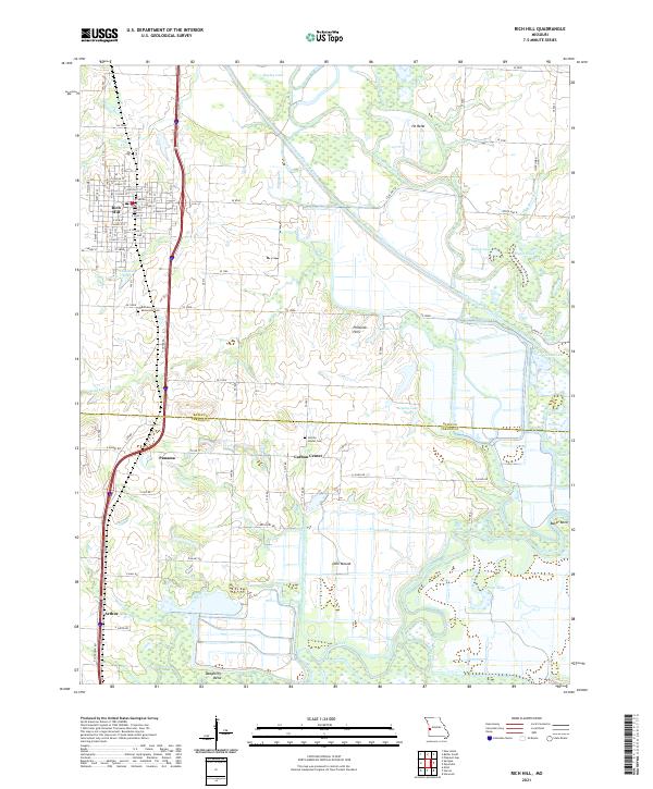 USGS US Topo 7.5-minute map for Rich Hill MO 2021