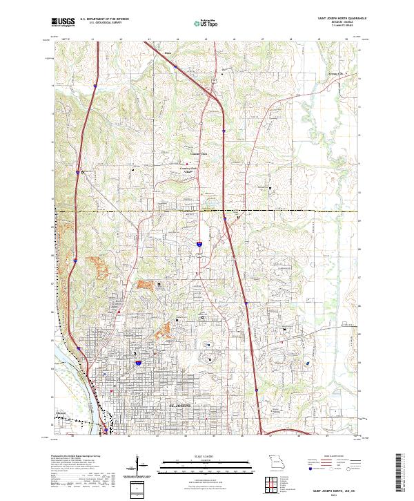 USGS US Topo 7.5-minute map for Saint Joseph North MOKS 2021