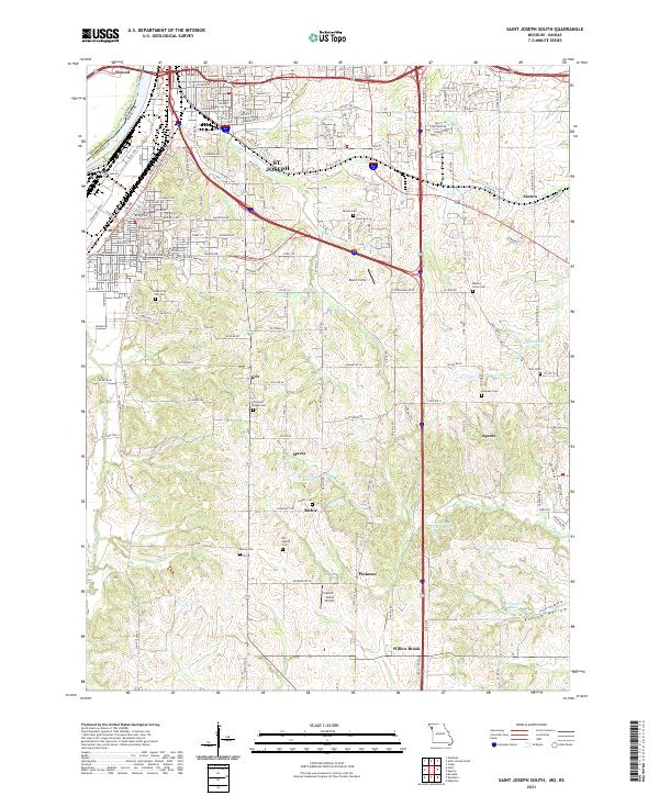 USGS US Topo 7.5-minute map for Saint Joseph South MOKS 2021