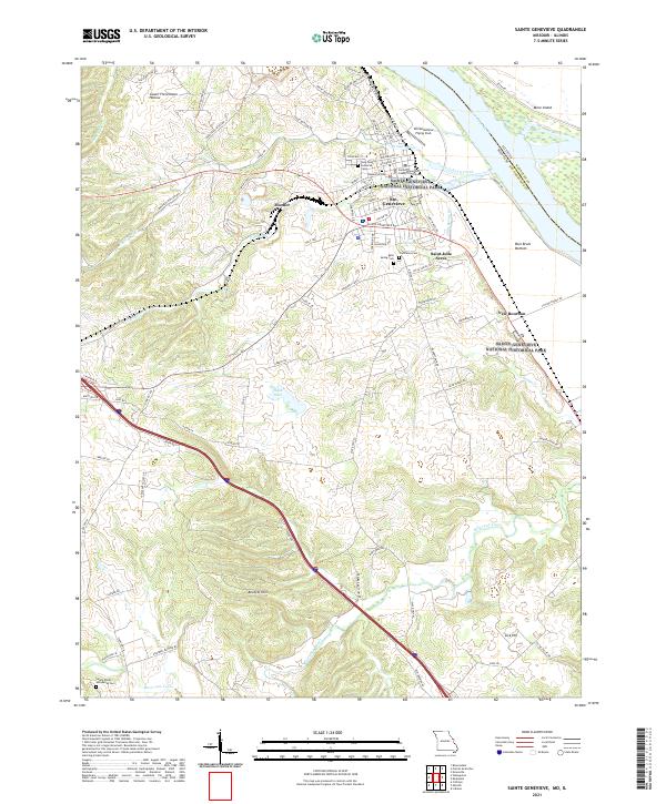 USGS US Topo 7.5-minute map for Sainte Genevieve MOIL 2021