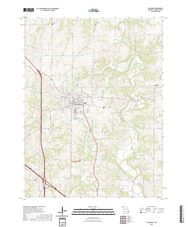 USGS US Topo 7.5-minute map for Savannah MO 2021