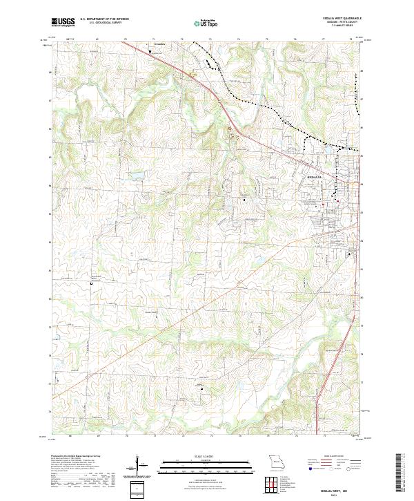 USGS US Topo 7.5-minute map for Sedalia West MO 2021