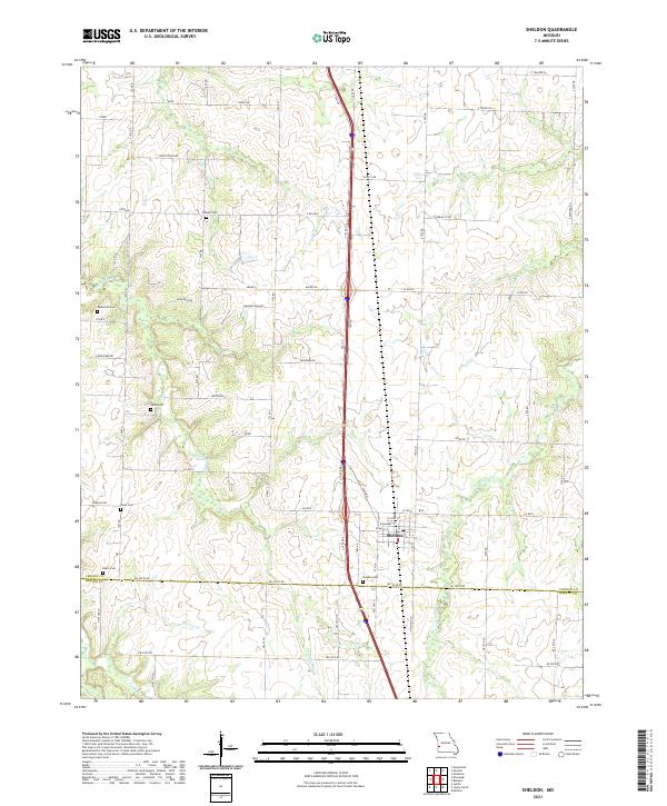 USGS US Topo 7.5-minute map for Sheldon MO 2021