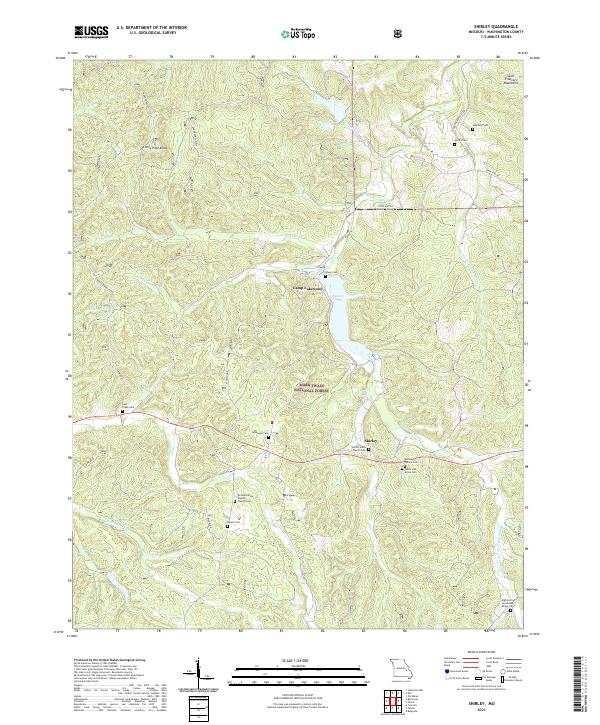 USGS US Topo 7.5-minute map for Shirley MO 2021