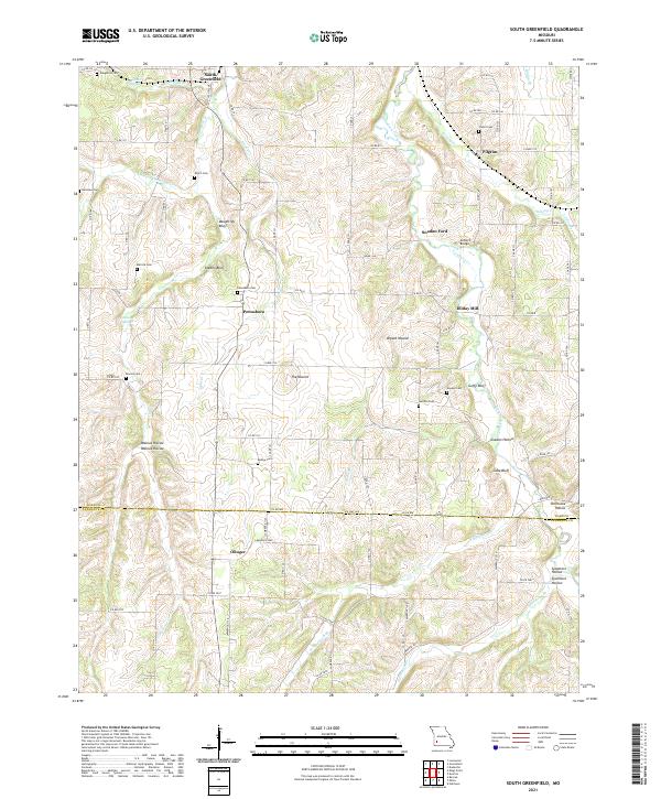 USGS US Topo 7.5-minute map for South Greenfield MO 2021