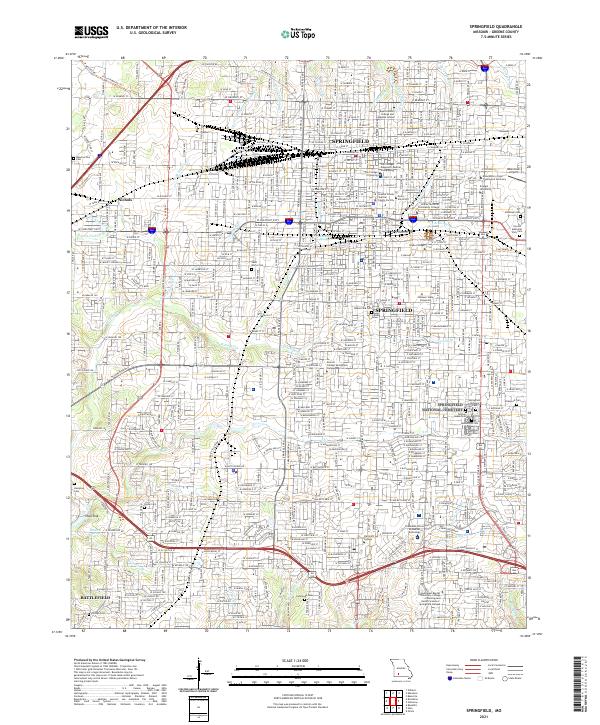 USGS US Topo 7.5-minute map for Springfield MO 2021