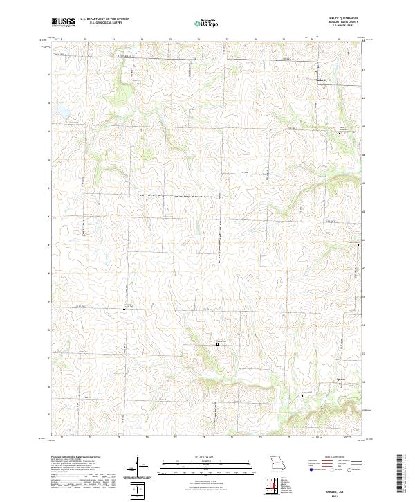 USGS US Topo 7.5-minute map for Spruce MO 2021