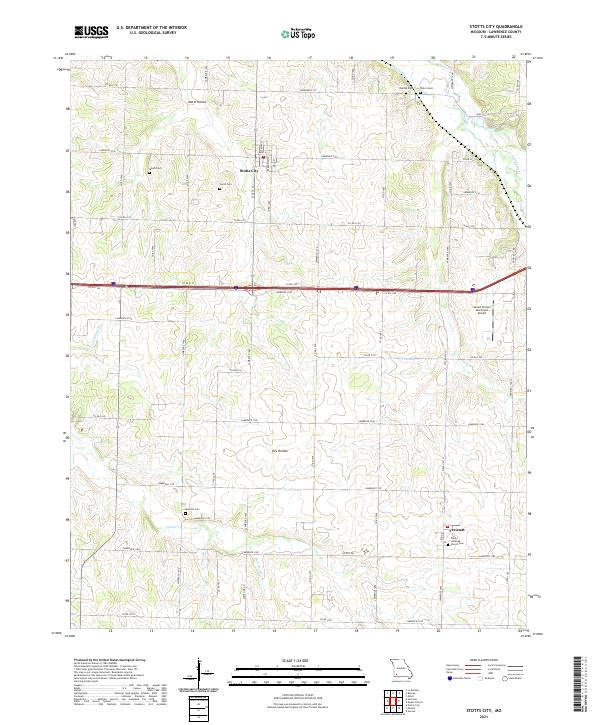 USGS US Topo 7.5-minute map for Stotts City MO 2021