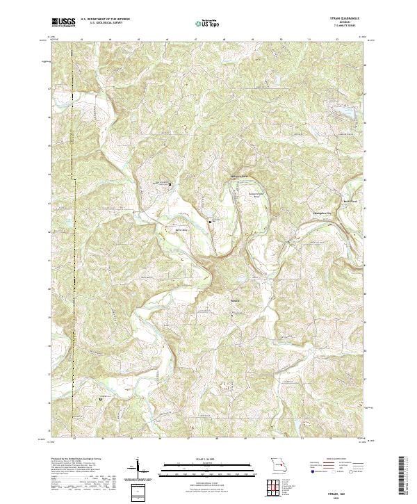 USGS US Topo 7.5-minute map for Strain MO 2021